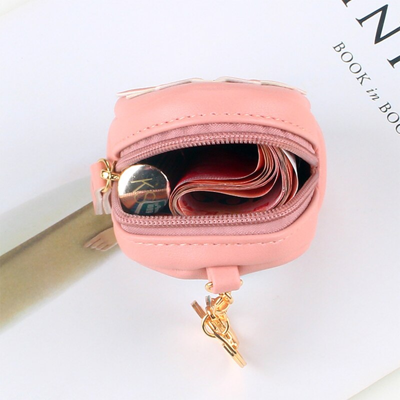 Fudeam pequena bolsa de couro flor bolsa de moeda feminina moda mini bonito chaveiro zíper carteira de moeda batom cabo usb fone de ouvido saco