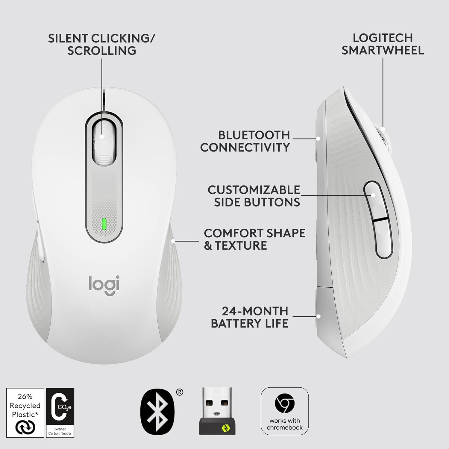 Original Logitech M650 Wireless Bluetooth Mouse Silent Office Laptop Mice For PC/Mac/Multi-Device Right Hand Mouse