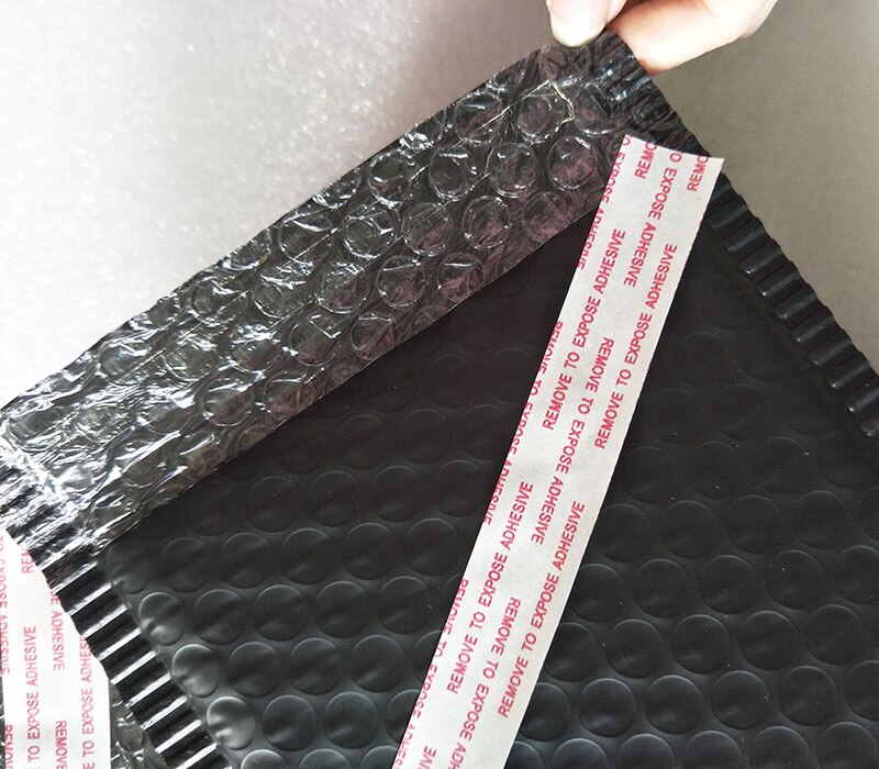 Lote de 25 unidades de sobres de 15x20 + 4cm de poliéster negro, bolsa de correo acolchada, autosellante
