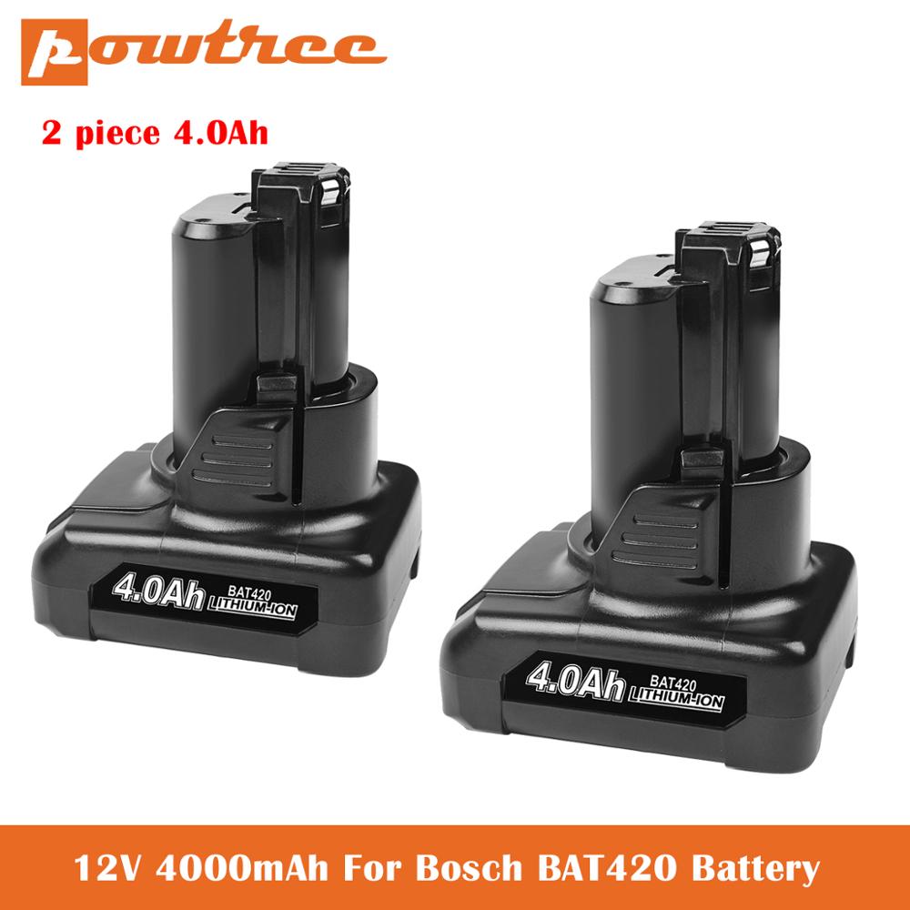 6.0Ah de repuesto para Bosch 10,8 V/12V 12V batería BAT411 BAT411A BAT412 BAT412A BAT413 BAT413A BAT414 D-70745 2607336013, 26073360: 2 Piece 4.0Ah
