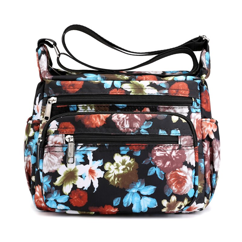 RUWB Europäischen und Amerikanischen Stil Nylon Kleine Schulter Tasche Damen lässig Blumen- Umhängetaschen für Frauen Klappe Bote Tasche Bolsa: blume