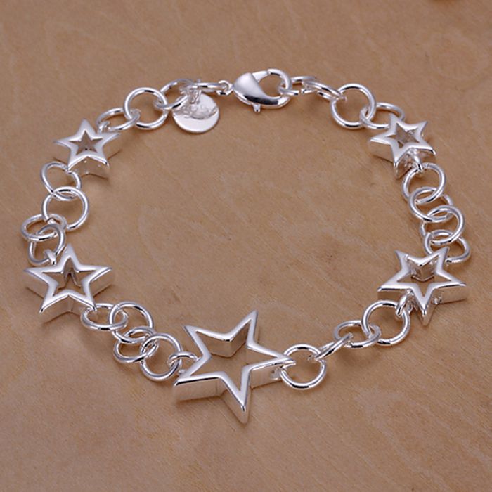 de Navidad 925 joyería de plateada cinco pulseras con estrellas y brazalete hueco, joyería al por mayor SMTH178