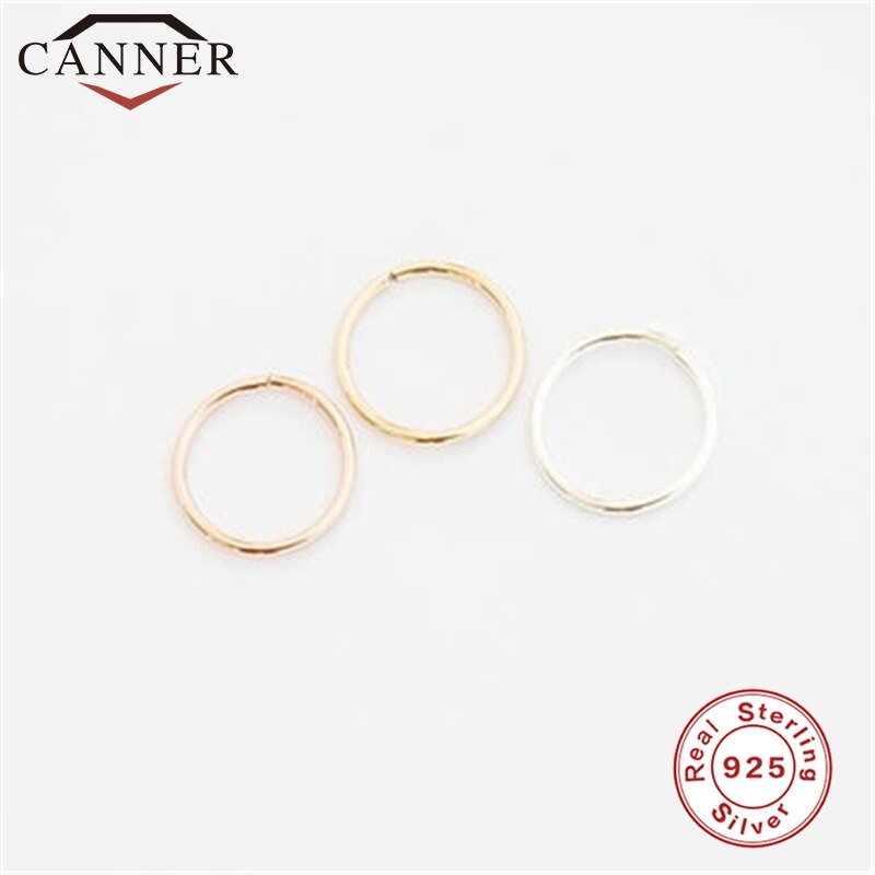 100% 925 sterlina d'argento Oro Cerchio di colore Orecchini A Cerchio per Le Donne Semplice Orecchio Fibbia Argento 6/8/10mm 1 impostato Dei Monili Dropshipping