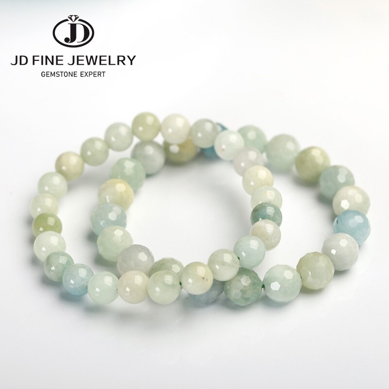 JD-pulsera de Aguamarina de sueño Natural, brazalete de cristal de un solo círculo, joyería de cuentas de 6/8/10mm, pulsera de Yoga de cristal informal romántica