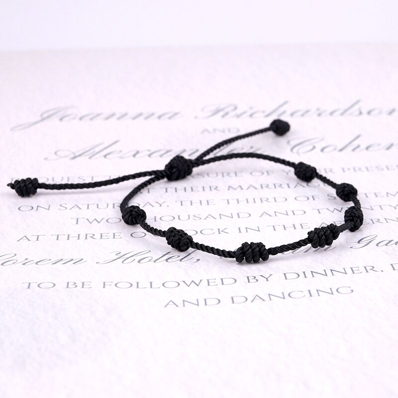 Minimalist Handmade Red Thread Bracelet Women Lucky Braided Rope Bracelet Femme Hand Chain 7 Knot Jewelry: 137BL