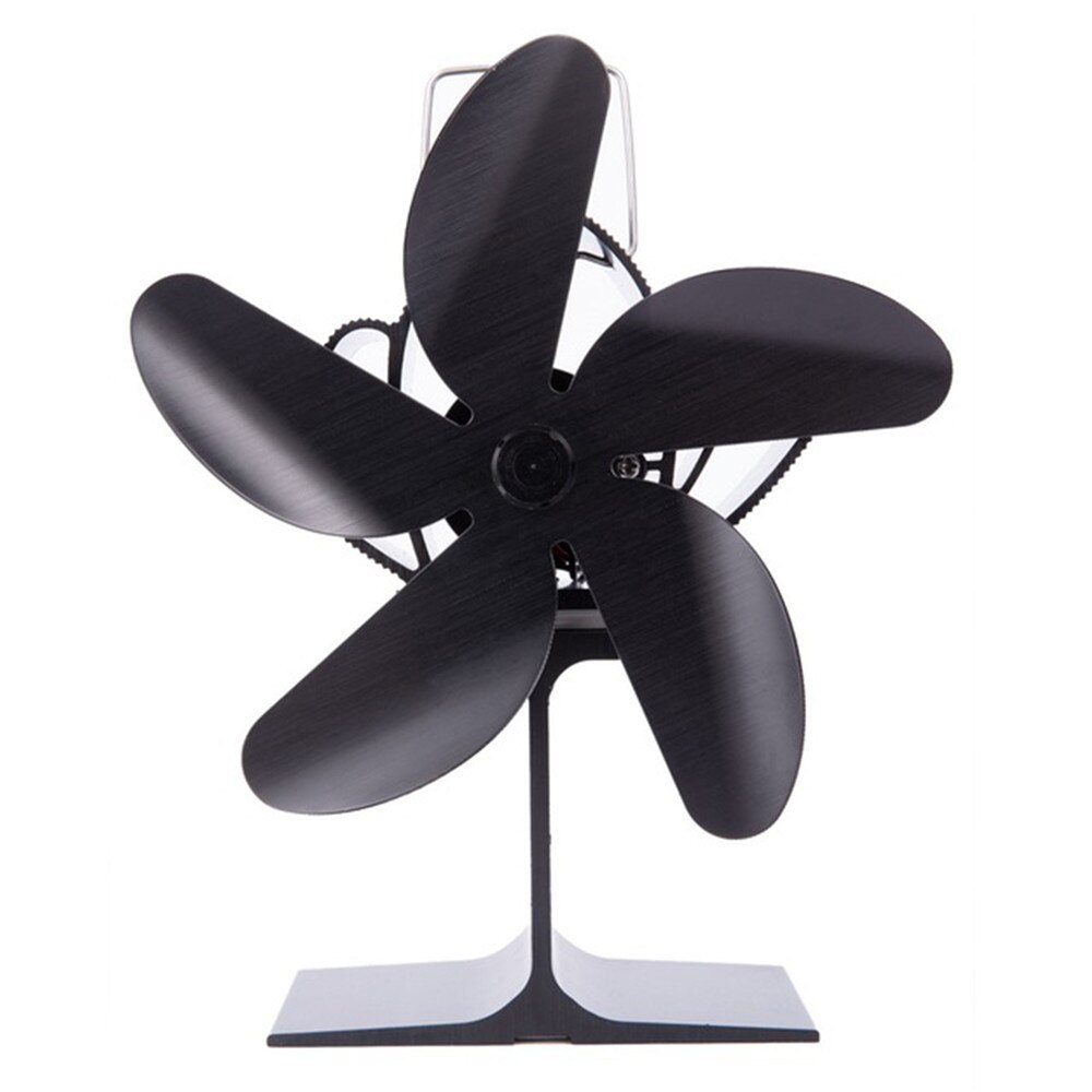 Heat Powered Stove Fan Tools Accessories Supplies Home Log Wood Burner Double Head 5 Blades Eco Quiet: black A2