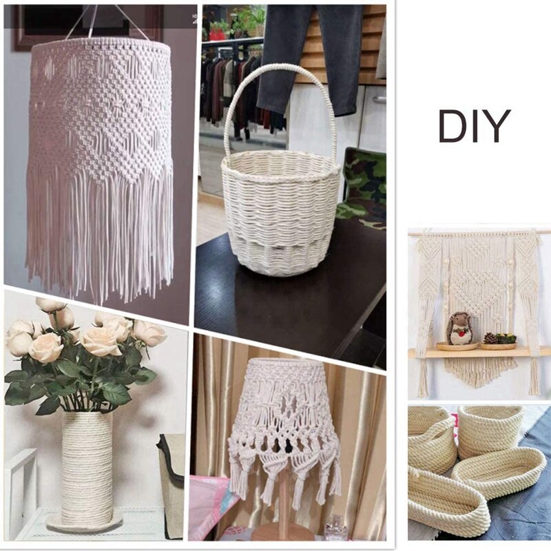 Macrame Rope Kit With Natural Cotton Macrame Cord,Metal Floral Hoops,Wooden Beads,Macrame Wall Hanging Kit For Beginners