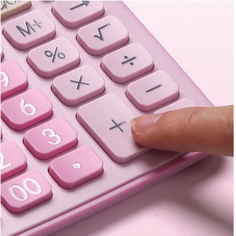 Desk Calculator Large Buttons Financial Business Accounting Tool Pink Blue Black big buttons battery and solar power 12 Digit