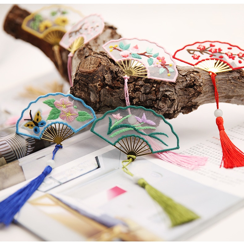 Chinese Bookmark DIY Flower Embroidery Kit Handmade Needlework Cross Stitch Handwork Art Sewing Craft Unfinished