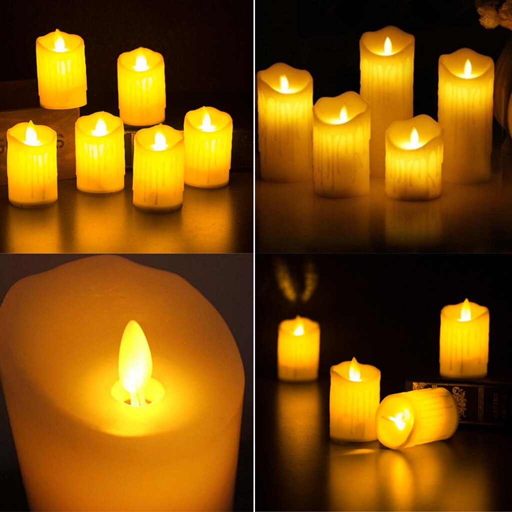 6 stücke Schwingen Tropfte Wachs ziehen um Tanzen Flamme LED verjüngen Kerze Hause Hochzeit Weihnachten Bar Partei Kirche Dekor