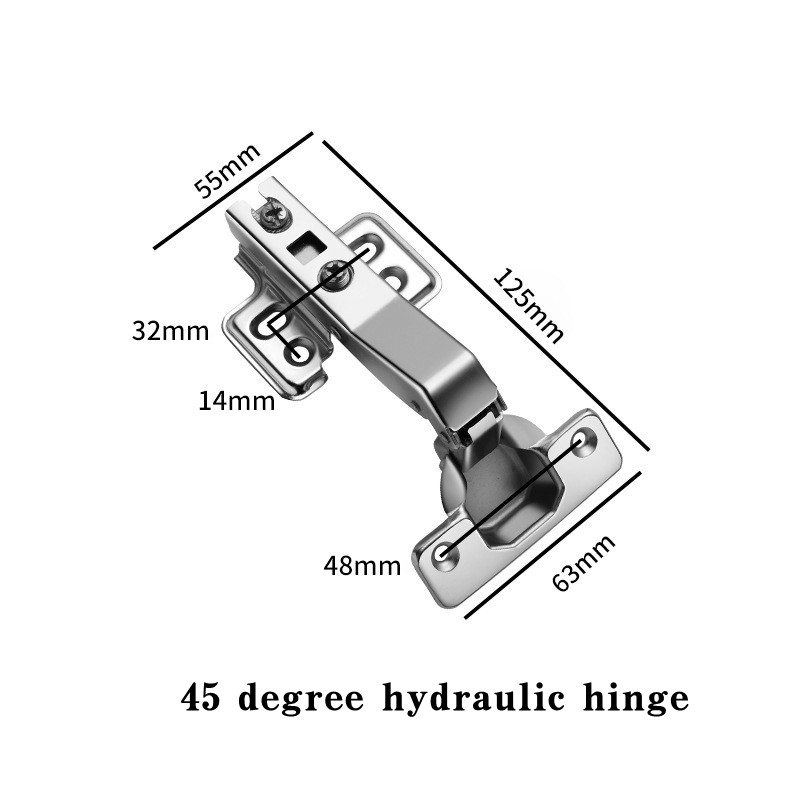 45/90 graden scharnier met hydraulische demper voor hoekdeur Zachtsluitende scharnieren voor kast Kast Kledingkast Opvouwbare hoekige deur: Zilver