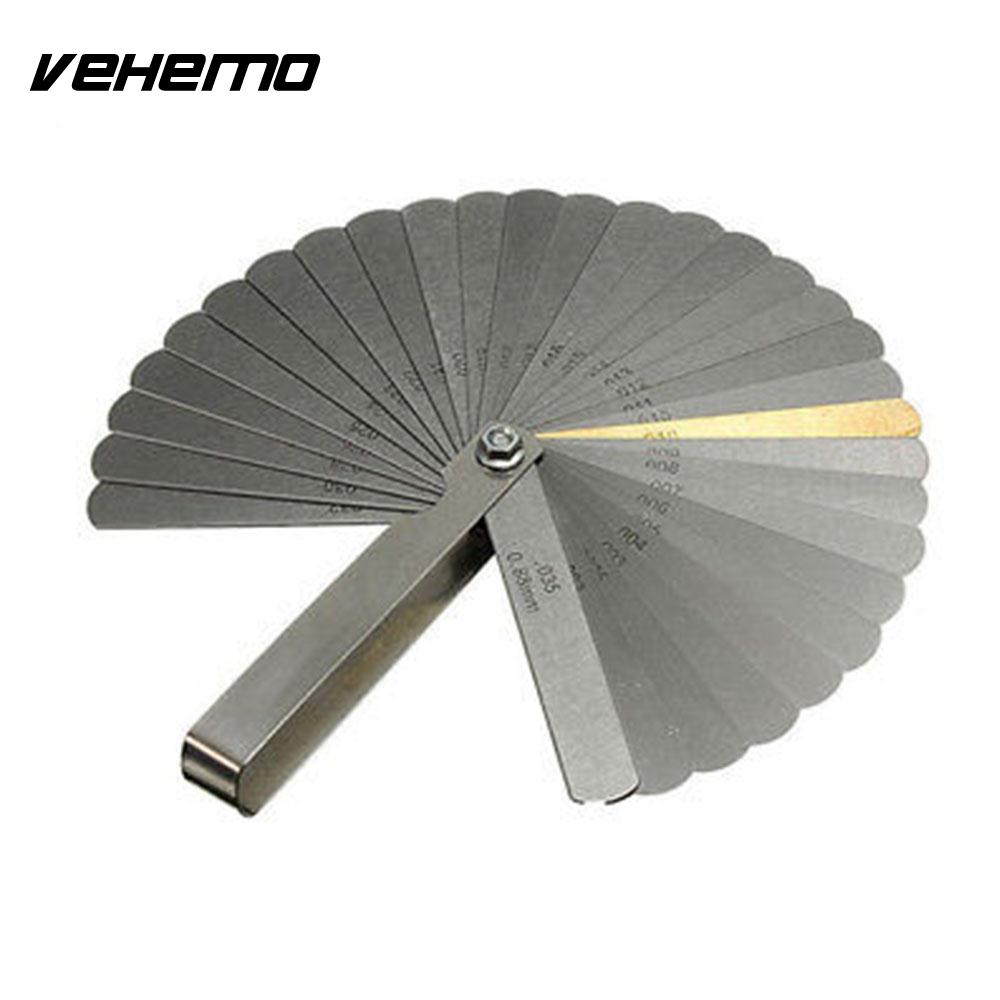 Vehemo Stainless-Steel Filler Gauge Feeler SAE Measuring Tool Dual Marked for Precision Gap Metric Rulers for Stainless Steel