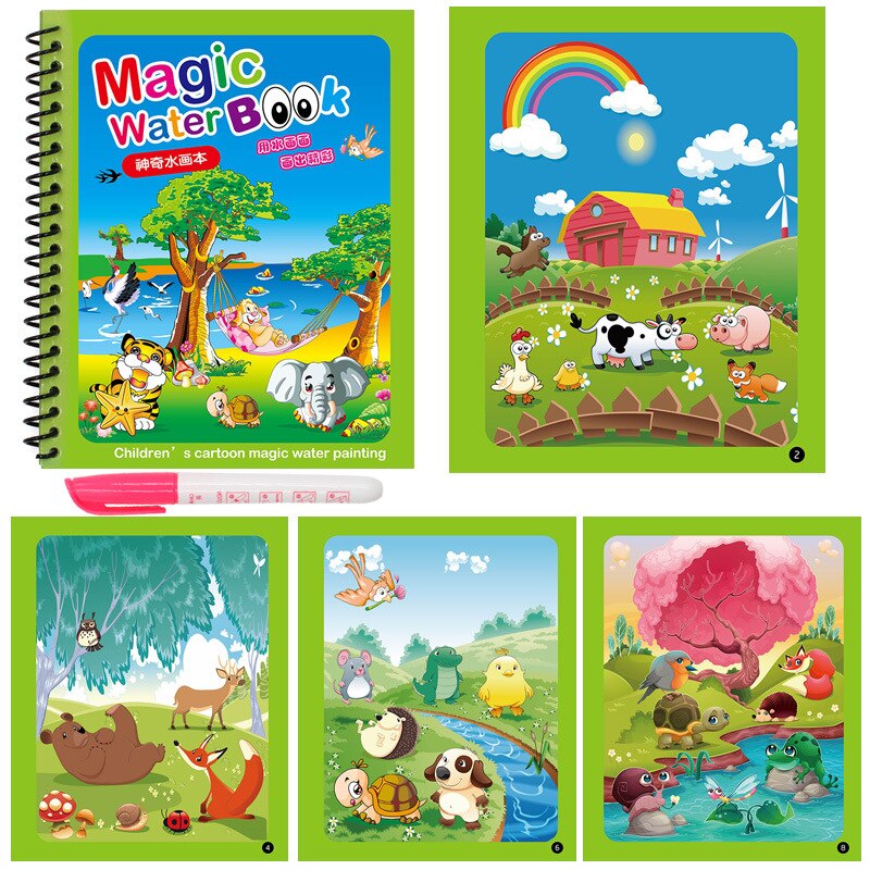 Wczesna edukacja Montessori malowanie tablica do pisania dla dzieci zabawki kolorowanka Doodle i magiczny długopis magiczne szkicownik wody: 2