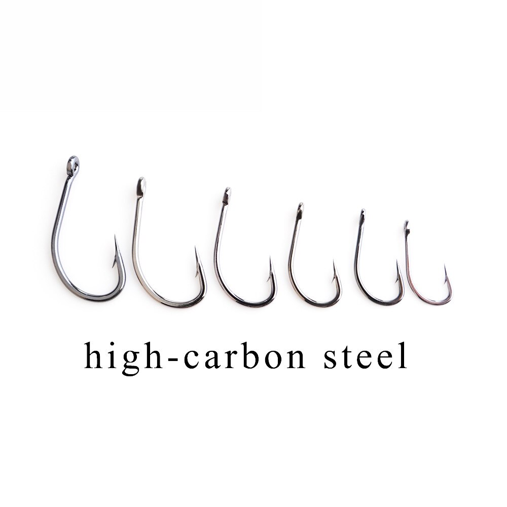 20pcs High Carbon Steel Europe Carp Fishing Hooks With Ring 1/2/4/6/8/10# Matte Black Barbed Single Fishhooks Freshwater