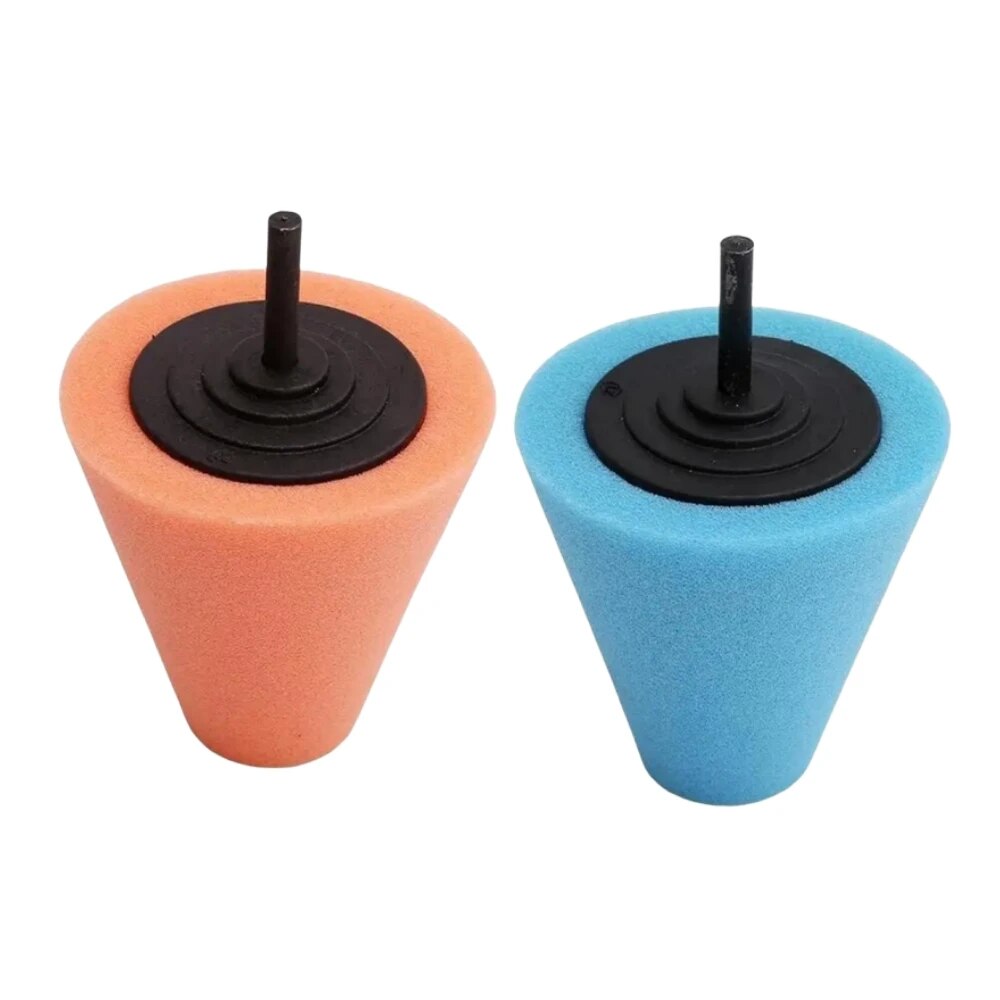 Éponge de polissage pour moyeu de voiture, 2 pièces, tête de meulage en métal et plastique, éponge conique, roue d'éponge de polissage: Default Title