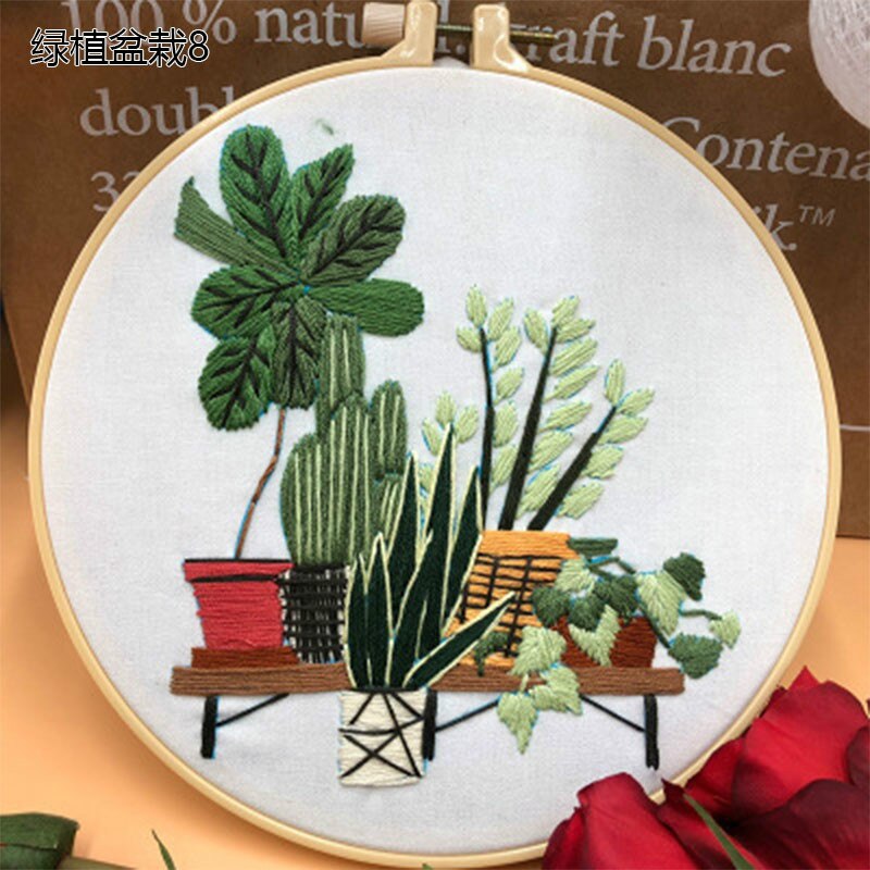 DIY Embroidery Kit 3D Embroidery Material Package Plants Series Cross Stitch Tool Bordados Primary Novice Hanging Painting Decor: 8