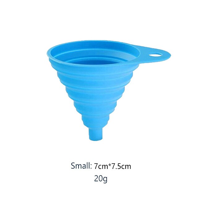 Foldable Funnel Silicone Collapsible Funnels Portable Folding Funnel Household Liquid Dispensing Kitchen Tools Food Grade Funnel: Blue-Small 20g