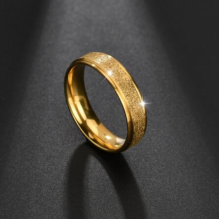Bagues en acier inoxydable pour femmes, pour hommes et femmes, ensemble de bagues d'amour simples, bague de Couple en or givré, incrustation en Zircon, de mariage: 6 / orange