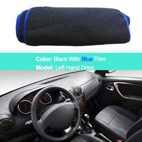 2 Layers Car Inner Dashboard Cover Capet Cape For Dacia Duster Dashmat Sunshade Pad Cover Carpet Dash Mat Cushion: Blue