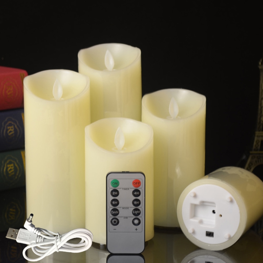 Rechargeable Candles Lights, LED Flameless Candles Smooth Flickering Candle Light with Timer Remote Control for Home Decoration