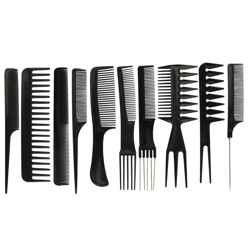 10pcs/Set Hair Brush Comb Salon Barber Anti-static Hair Combs Hairbrush Hairdressing Combs Hair Care Styling Tools
