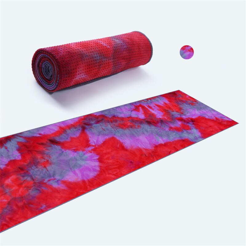 183*63cm skridsikker yogamåttedæksel med tryk på fitnesshåndklæde til udendørs sportsrejser: Rød