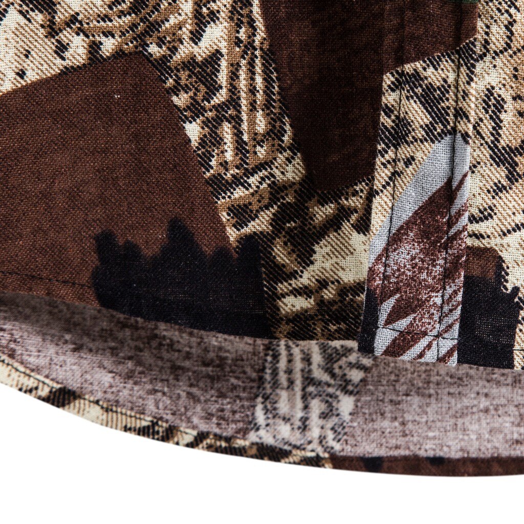 Mens Linen Hawaiian Shirts Tops Summer Ethnic Print Tees Shirt Short Sleeve Shirt Blouse Tops Men Clothing Chemise Homme Shirt