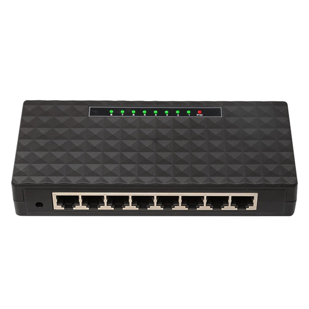8-Port Wireless Network Switch Gigabit Lan Poe Ethernet Hub Adapter 8-Port Full Gigabit Ethernet Switch EU/US PLUG: black  US plug