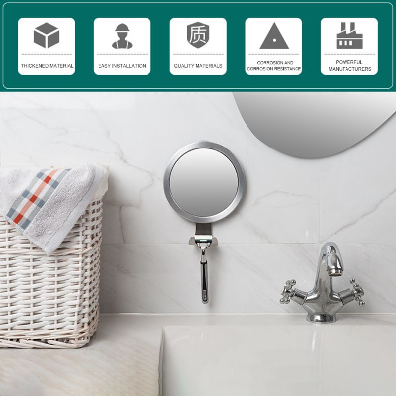 1pc krachtige badkamerspiegels met zuignap, anti-condens make-upspiegel, scheerspiegel voor mannen met scheerapparaathouder