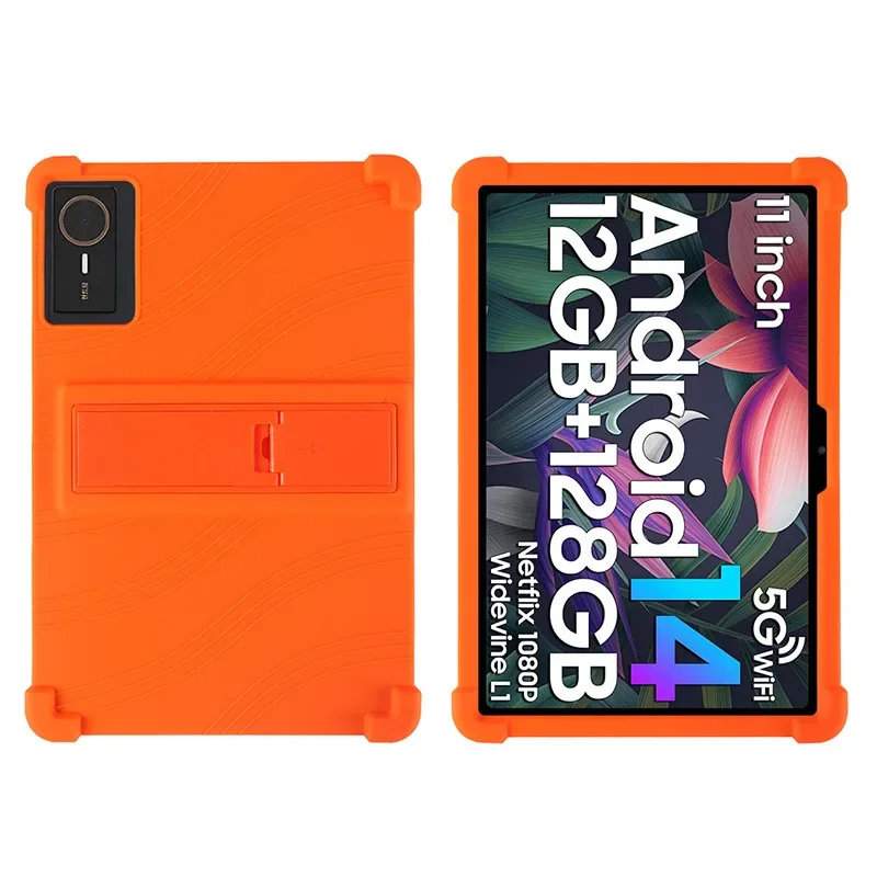 For Tecno MegaPad 11 10.95-inch Tablet with Multi-Angle Adjustable Stand Kid-Friendly Shockproof Case: Orange