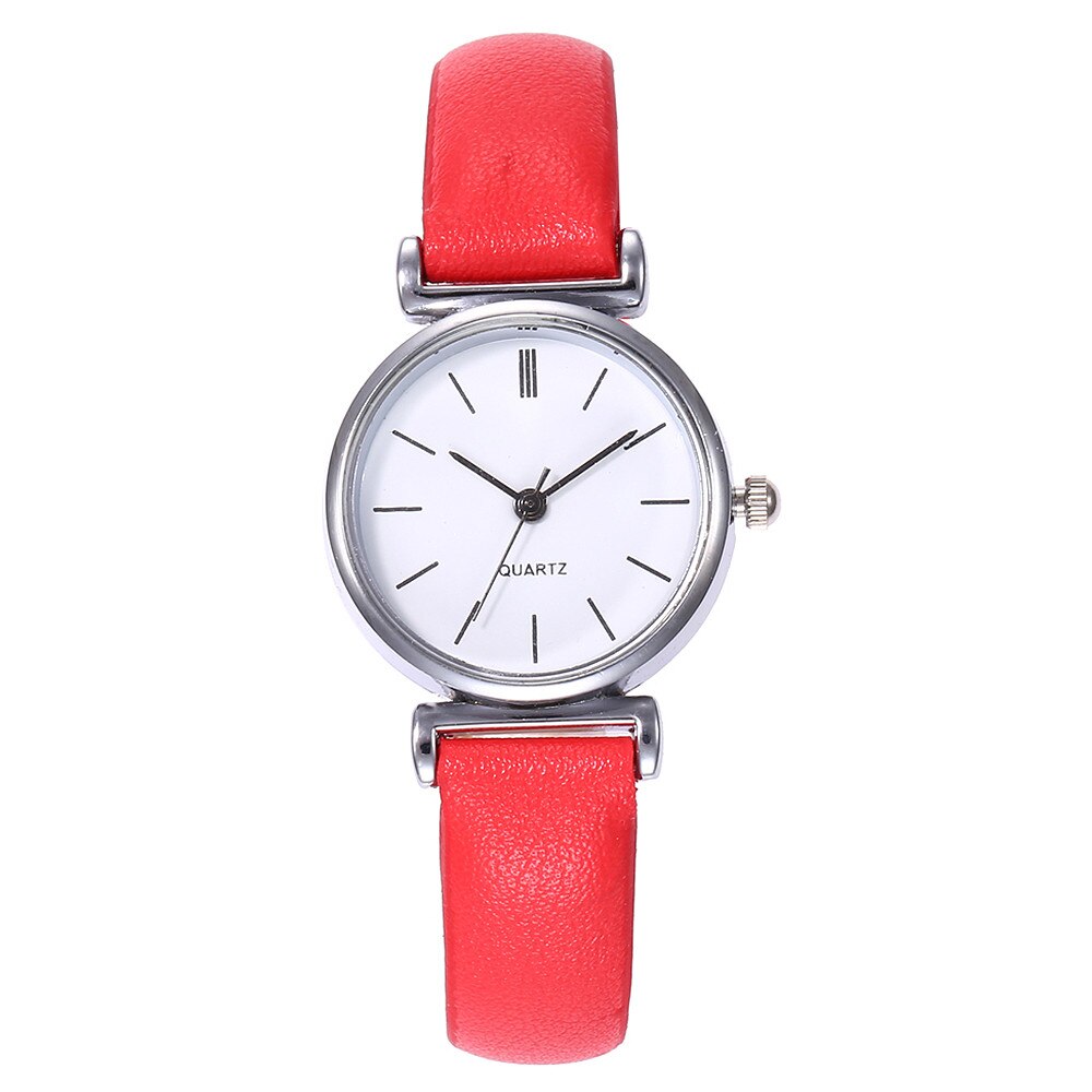 Relogio Feminino vansvar Watch Women Casual Quartz Leather Band Newv Strap WristWatch Small Dial Saat Reloj Mujer: Red