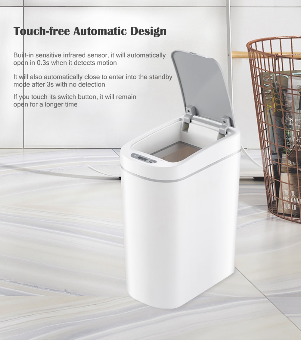 Xiaomi Mijia NINESTARS Smart Trash Can Motion Sensor Auto Sealing LED Induction Cover Trash 7L Ashcan Bins IPX3 Waterproof