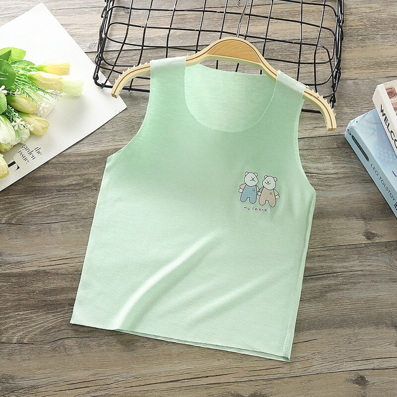 Baby Jungen Mädchen T-shirt Kinder Sommer Weste Top Ärmel Modal Baby T Kleinkind Leibchen Atmungs Tank Shirt Kid Kleidung: Green  Vest / S