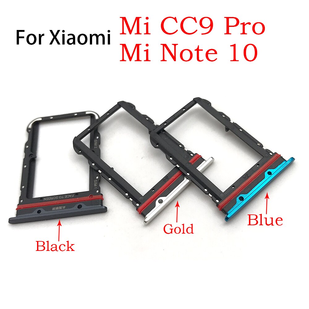 Carte Sim pour Xiaomi Redmi Note 9S 9 Pro / Mi Note 10 Pro, fente de plateau, support de carte SD, pièce de réparation, noir, bleu, or