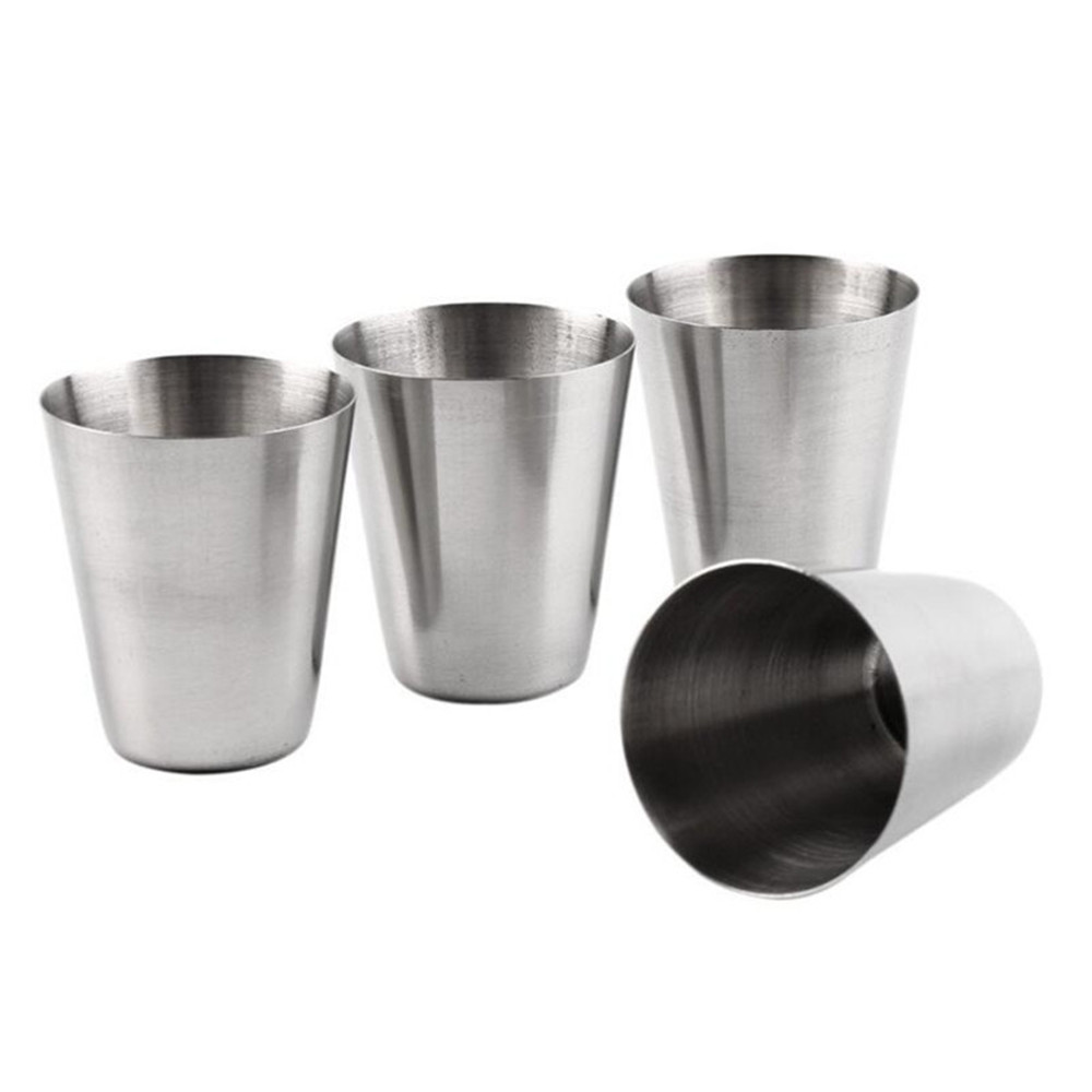 4 Stuks 30Ml Outdoor Praktische Rvs Cups Shots Set Mini Glazen Voor Wijn Draagbare Drinkware Set Rvs mok