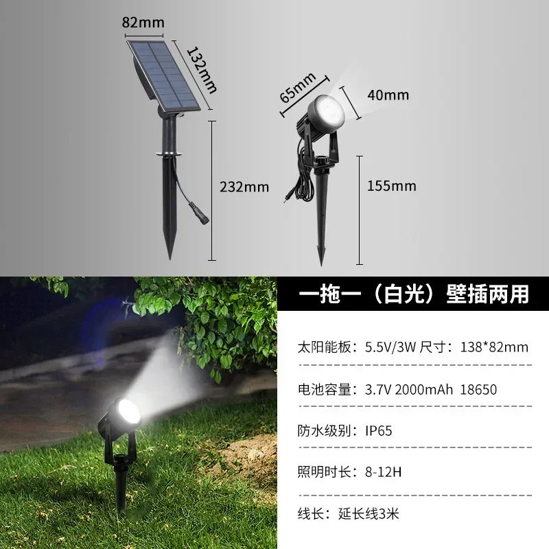 Nieuwste 3000k/6000k/ rgb led-lampen op zonne-energie, buitenspot op zonne-energie, tuinlamp op zonne-energie  ip65 waterdichte gazonlamp, wandlamp: Blauw