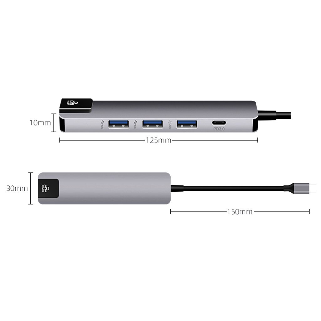 Varme -5 i 1 usb type c hub 4k hdmi usb splitter gigabit ethernet  rj45 lan adapter til macbook pro luft imac pc datatilbehør