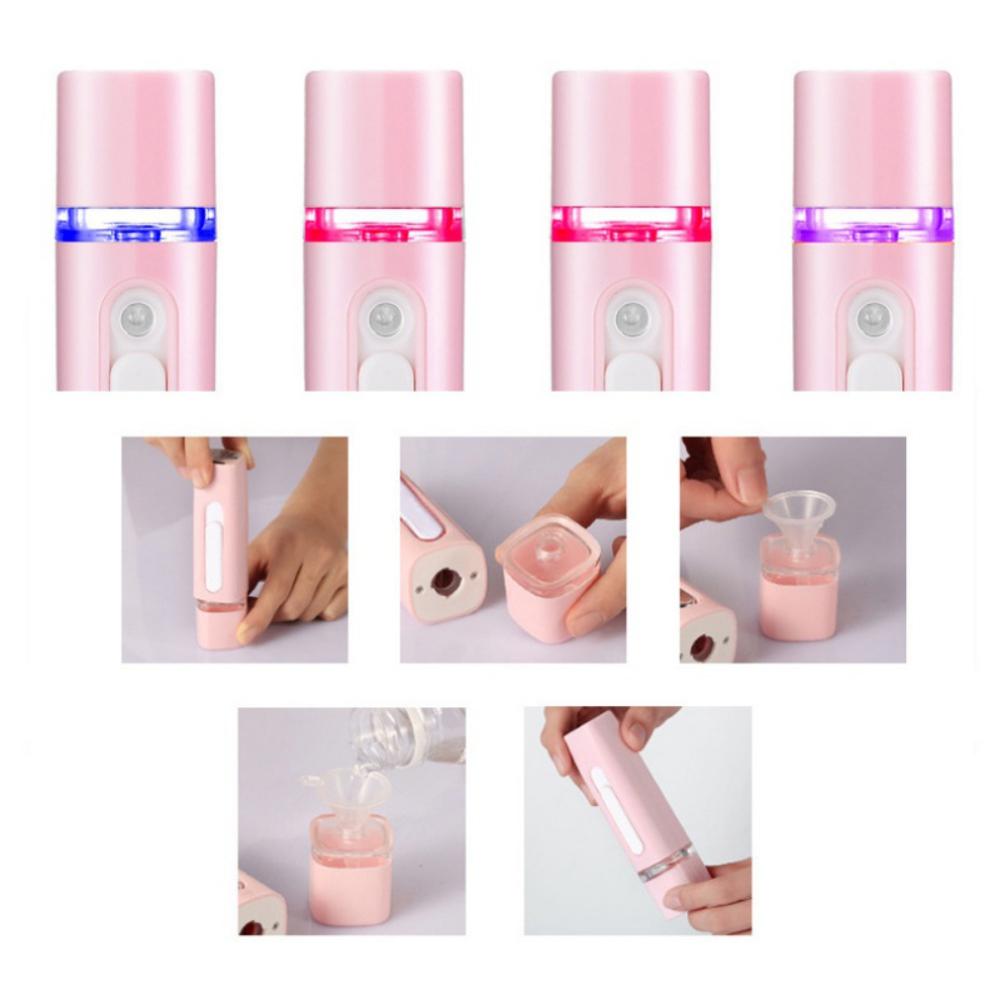 Mini Portable Nano Mister Ultrasonic Moisturizing Spray Face Steamer Handheld Humidifier Chargeable With USB Port