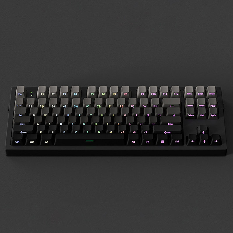 Gradient Gray Cherry Profile Side Printed PBT Keycaps Double Shot RGB Backlit Keycaps 135 Keys for Cherry MX Switches Keyboards