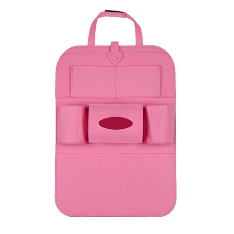 Organizador Universal para almacenaje para asiento trasero de coche, bolsa de almacenamiento de fieltro elástico para maletero, organizador con 6 bolsillos, accesorios para coche colgantes, 1 ud.: Rosa