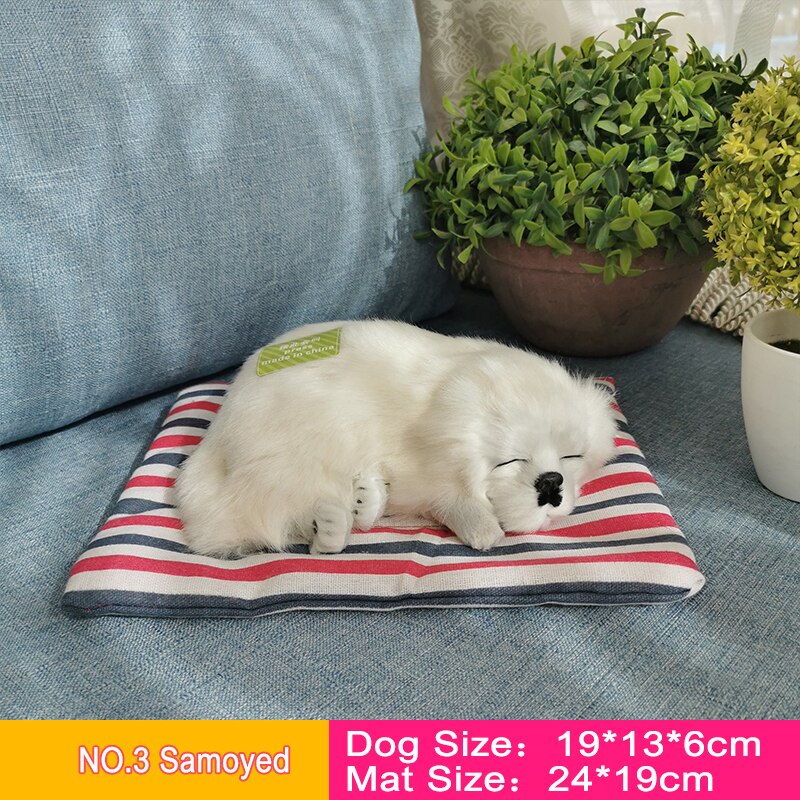 Belle Simulation chien dormant avec son Husky dalmatiens frontière Collie Samoyed Golden Retriever voiture décoration animaux jouets: NO.3 Samoyed