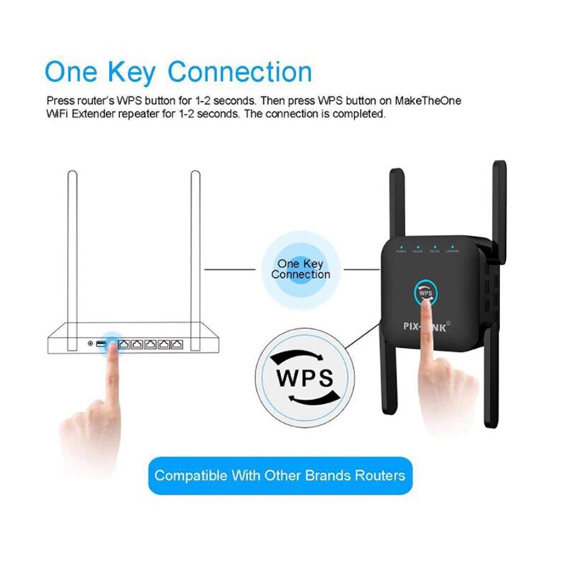 Wireless WiFi Repeater 5Ghz Wi Fi Booster 2.4G 5G Wi-Fi Amplifier 1200Mbps Access Point 5 Ghz Signal Network Long Range Extender