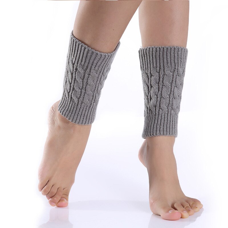 Yoziron dames winter effen gebreide zwarte beenwarmers meisjes gebreide kniekousen herfst beenwarmers enkelwarmers dames laarzen sokken: Grijs