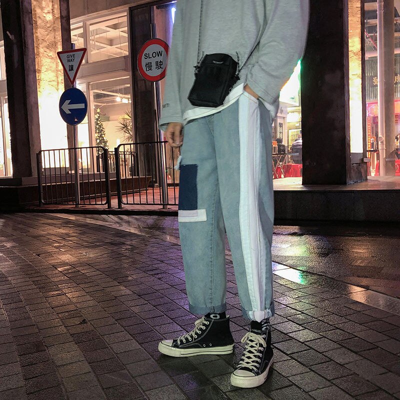 Herr baggy homme cargo ficka jeans raka fritidsbyxor lösa bf vida ben byxor biker jeansbyxor plus storlek s -3xl