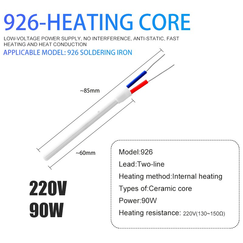 200W Electric Soldering Iron Heater Adjustable Temperature Ceramic Internal Heating Element For 907 926 927 936 Solder Iron: 926 90W 220V