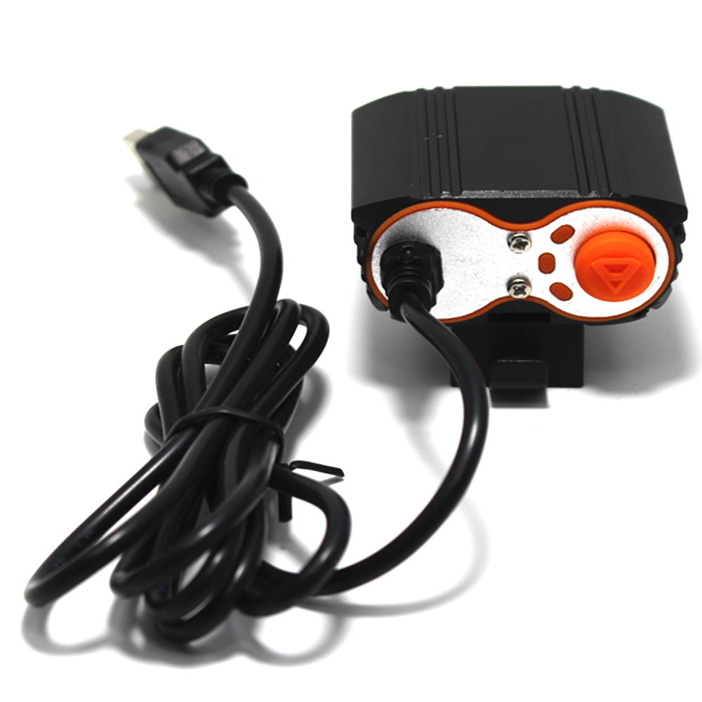 Vanntett sykkellykt foran, 4- modus lommelykt, usb-sykkellykt, 2*t6 lommelykter, kun lampe,  +8.4 v batteriboks