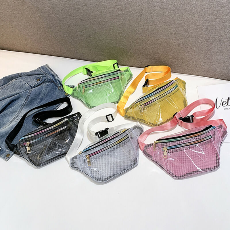 Kvinnor reser midja fanny pack transparent bälte väska påse klar rutnät pvc bälte plånbok höft bum väska bröstpåse  /bl1