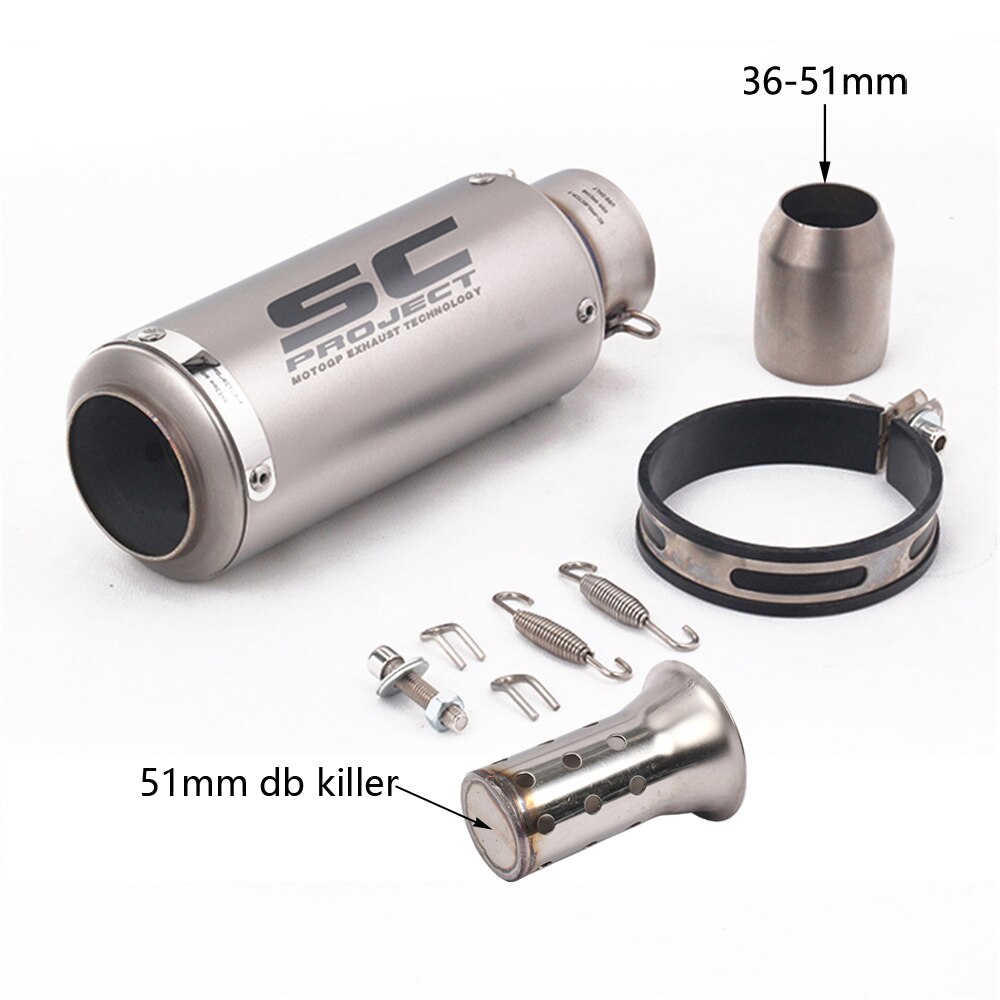 51mm 61mm Motorcycle Exhaust Pipe SC Racing Project Escape Moto Muffler For Pit Bike Cafe Racer pcx r6 z900 mt07 g310gs er6n fz6: B-51mm