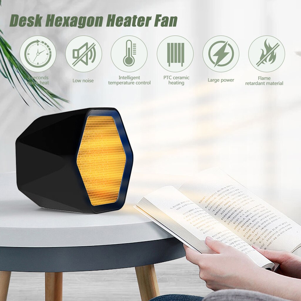 600W/1000W Mini Heater Portable Electric Heater Desktop Heating Warmer Machine Home Garden Calefactor Electric: Black 1000W