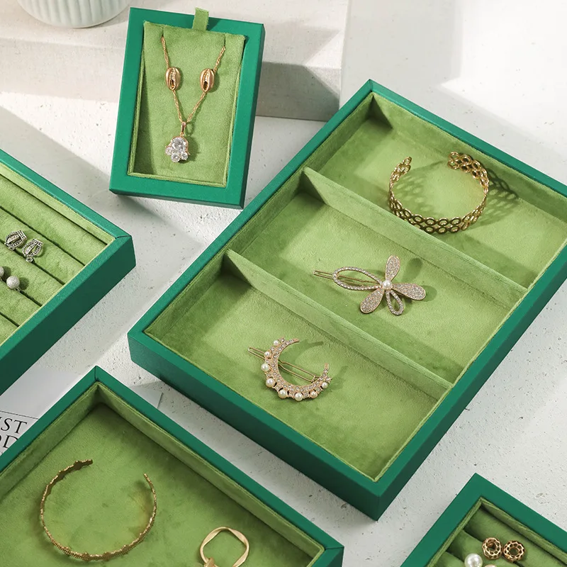 Bandeja de joyería de lujo para pulsera, accesorios de exhibición de anillos, organizador de joyas, soporte de funda de collar de cuero de pelusa, Show de tienda de joyas